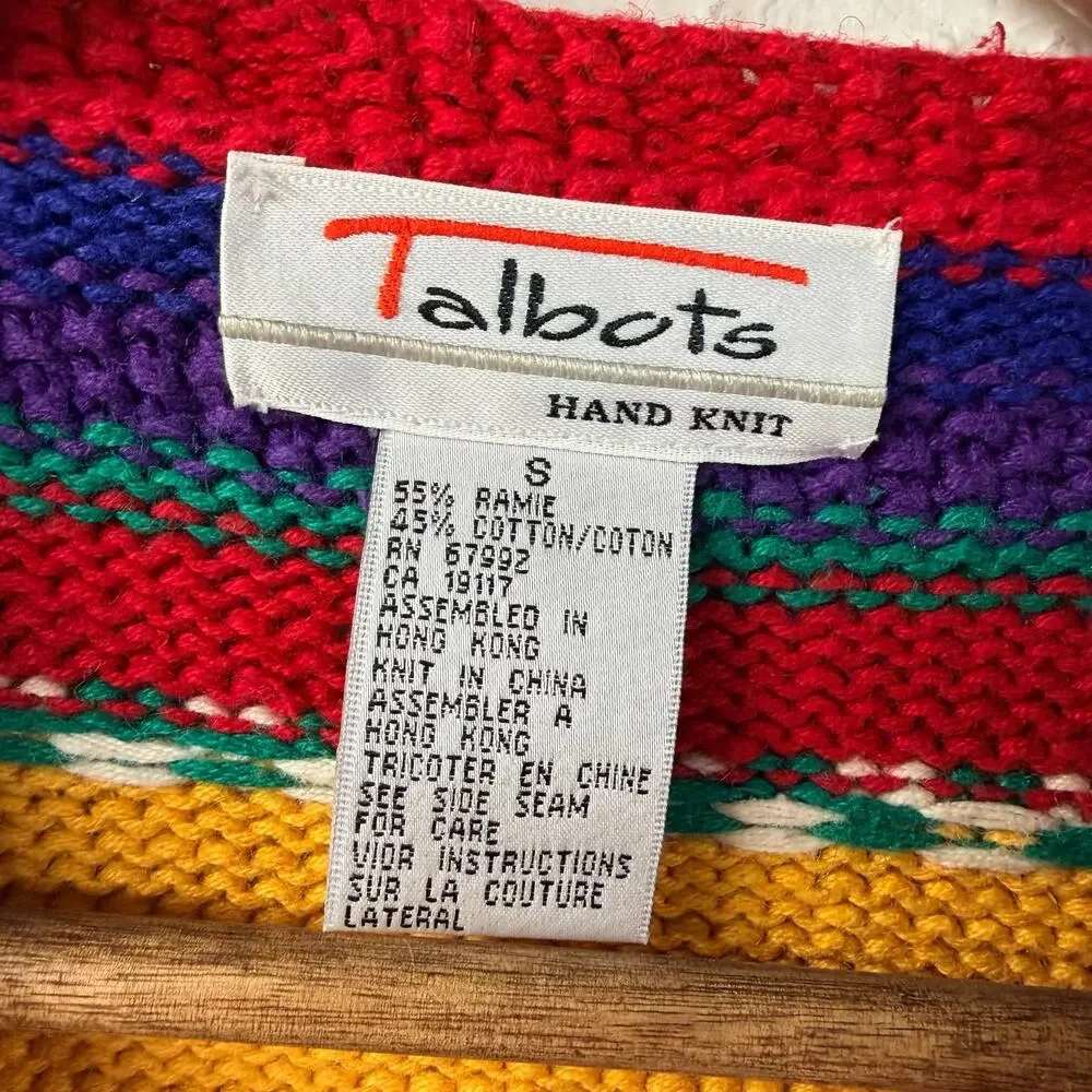 Not So Ugly Christmas Sweater Colorful Hand Knit Sweater Talbots Vintage Small